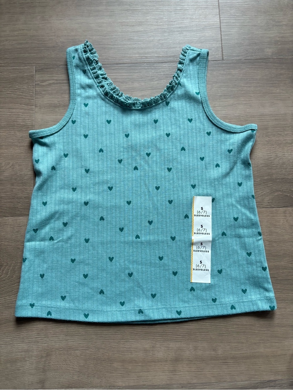 NWOT Cat & Jack Teal Heart Ruffle Tank Top